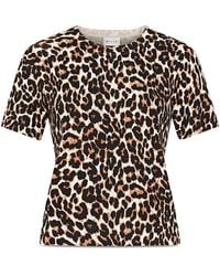 MILLY - Leopard Print Short Sleeve Top - Lyst