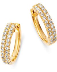 Bloomingdale's Diamond Double - Row Hoop Earrings In 14k Yellow Gold - Metallic