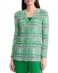 Misook - Tailored Crochet Trim Plaid Knit Jacket - Lyst