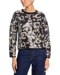 Aqua - Sequin Leopard Sweater - Lyst