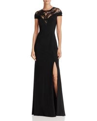 Adrianna Papell Embellished Illusion - Yoke Gown - Black