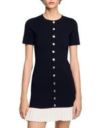 Sandro - Short Knit Dress With Ruffle - Lyst