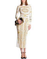 Balmain - Long Printed Bodycon Dress With Foulard Pattern - Lyst