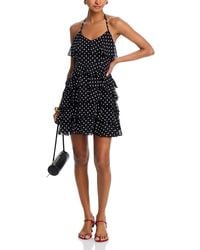 Aqua - Ruffle Polka Dot Mini Dress - Lyst