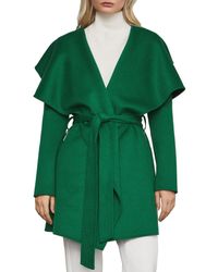 BCBGMAXAZRIA Hooded Wrap Coat - Green