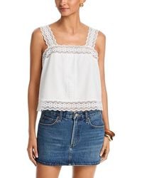Aqua - Lace Trim Square Neck Top - Lyst