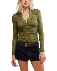 Free People - All Day Lace Long Sleeve Top - Lyst