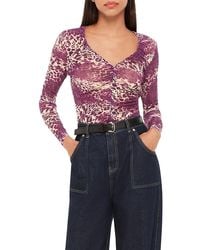 Whistles - Sahara Leopard Mesh Ruched Top - Lyst