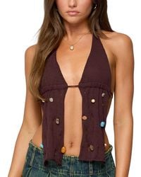 Edikted - Beaded Distressed Knit Split Front Top - Lyst