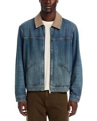 FRAME - Cotton Blend Zip Denim Trucker Jacket - Lyst