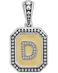 Lagos - Signature Caviar Sterling & 18K Octagon Diamond A Initial Charm, 0.05 Tcw - Lyst