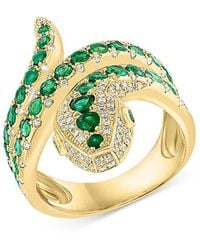 Bloomingdale's Fine Collection - Emerald & Diamond Bypass Snake Ring - Lyst