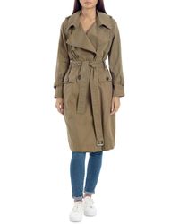 Avec Les Filles Raglan Double-breasted Long Trench Coat - Green