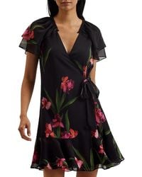Ted Baker - Angel Sleeve Wrap Mini Dress - Lyst