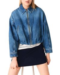 Maje - Denim Bomber Jacket - Lyst