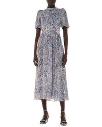 Whistles - Blair Puff Sleeve Midi Dress - Lyst