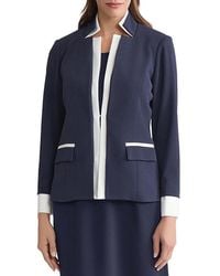 Ming Wang - Tailored Two-Toned Stretch Deco Crepe Blazer - Lyst