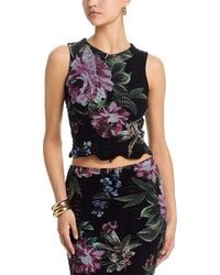 Aqua - Floral Sweater Knit Tank Top - Lyst