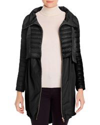 Herno Cropped Down Overlay Coat - Black
