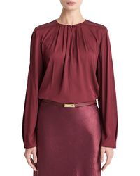 Vince - Pleated Neck Silk Blend Top - Lyst