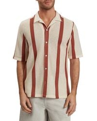 Ted Baker - Niks Short Sleeve Striped Crochet Regular Fit Button Down Shirt - Lyst