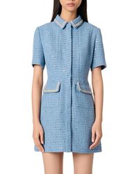 Maje - Sequin Embellished Tweed Short Dress - Lyst