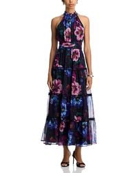Aqua - Floral Halter Guest Of Maxi Dress - Lyst