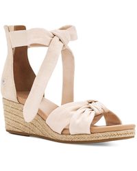 UGG Lucianna Silk Leather Espadrille Wedges in Pink | Lyst