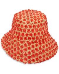 Lele Sadoughi - Dotted Raffia Long Brim Bucket Hat - Lyst