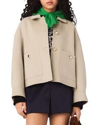 Maje - Pleated Back Wool Blend Jacket - Lyst