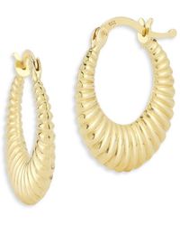 Moon & Meadow 14k Yellow Gold Graduated Ribbed Hoop Earrings - Metallic