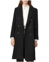Sandro Johns Double - Breasted Tweed Coat - Black