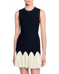 Sandro - Two Tone Knit Mini Dress - Lyst