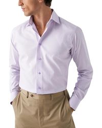 Eton - Contemporary Fit Micro Check Textured Cotton-Tencel Dress Shirt - Lyst