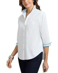 Foxcroft - Margie 3/4 Sleeved Pinpoint Oxford Shirt - Lyst