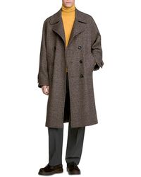 Sandro - Otto Lapel Collar Wool Blend Check Coat - Lyst