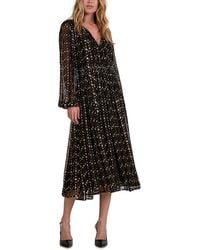 Elan - Geometric Print Long Sleeve Dress - Lyst