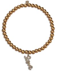 Sydney Evan - 14K Love Script Charm Beaded Bracelet With Diamonds, 0.12 Tcw - Lyst