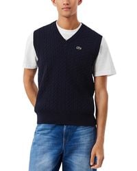 Lacoste - Cable Knit Cotton Sweater Vest - Lyst