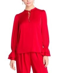 Tahari - Split Neck Blouse - Lyst