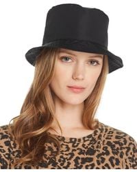 Aqua Brand Womens Straw Fedora Hat Black Stripy