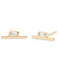 Zoe Chicco - Zoe Chicco 14k Yellow Gold Diamond Baguette Bar Stud Earrings - Lyst