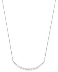 Bloomingdale's - Graduated Diamond Bar Pendant Necklace In 14k White Gold - Lyst