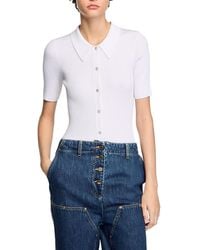 Sandro - Rib Knit Polo Top - Lyst
