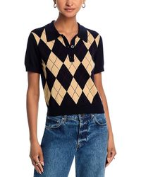 FRAME - The Argyle Polo Sweater - Lyst