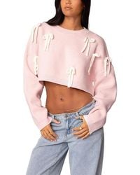 Edikted - Chunky Bow Cropped Sweater - Lyst