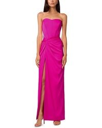 Liv Foster - Satin Strapless Draped Column Gown - Lyst