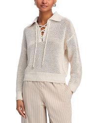 Aqua - Sequin Open Stitch Lace Up Sweater - Lyst