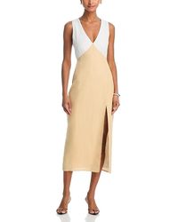 French Connection Birdie Linen Midi Dress in Natural | Lyst