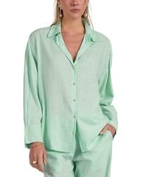 Elan - Collared Button Down Shirt Swim Cover-Up - Lyst